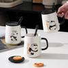 Panda Ceramic Mug with Lid and Spoon - Creative Gift for Home, Office, or Student