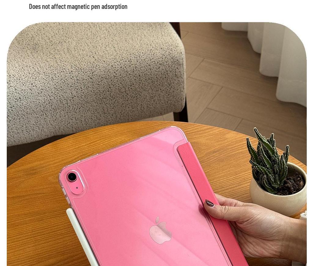 Apple iPad 11th Gen A16 Protective Case: 10.9-inch Anti-bend Magnetic Acrylic Shell, Three-fold Design, No Pen Slot