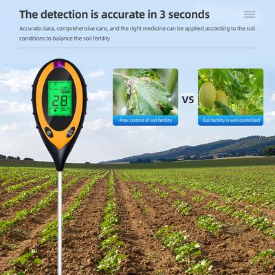 LCD Display 4 In 1 Soil Tester Handheld Soil PH Meter Soil Detector Moisture PH Light Temp Detector Plant Soil Acidity Analyzer