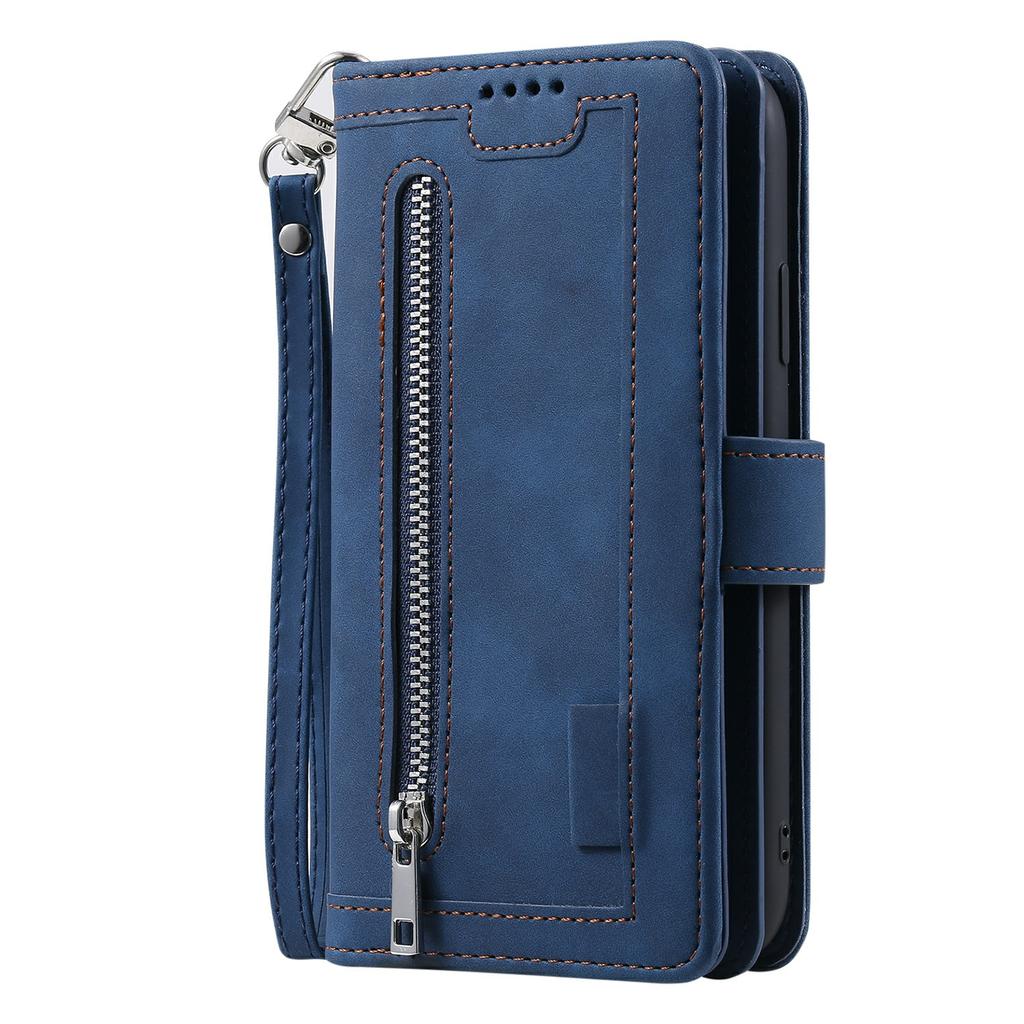 For Xiaomi Redmi 15 5G (Global) (169mm) Case 9 Card Slots Zipper Wallet PU Leather Phone Cover with Wrist Strap