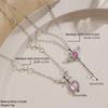 2pcs/set Zircon Heart Pendant Necklace Crystal Angel Wing Collarbone Chain for Women Girl Aesthetic Jewelry Long Chain