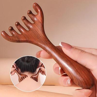 Wide Tooth Long Handle Comb Anti-static Massage Gua Sha Tools  for Promote Blood Circulation