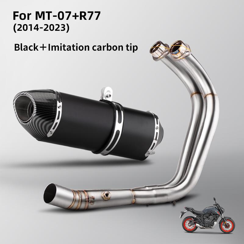 Complete Exhaust System for Motorcycle, Carbon Fiber Exhaust, 51mm/2 Inches, for Mt07 R77 2014-2023