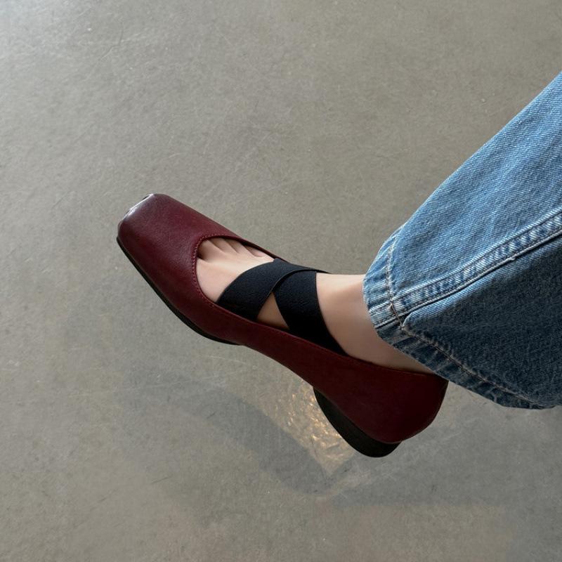 New women's fashion shoes comfortable sheepskin women's shoes low heel non-slip beef tendon sole large size shoes casual leather shoes