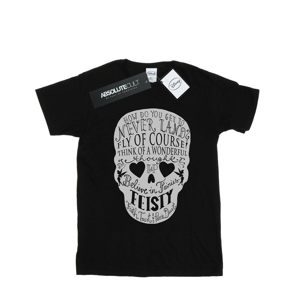 Disney Womens/Ladies Tinker Bell Skull Cotton Boyfriend T-Shirt