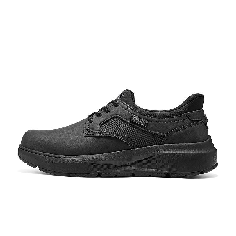 Skechers Casual Synthetic Leather Fashion Versatile Business Casual Shoes Men Shoes 205703-BBK 39.5