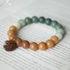 Youlian Natürliches Bodhi-Wurzel-Armband für Männer und Frauen mit Pfirsichholz-Lotus-Anhänger, Farbverlauf Einzelkreis Buddhistische Perlenarmband