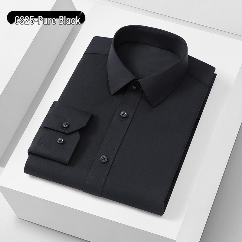 

Men s White Long Sleeve Casual Business Shirt - Solid Color, High-End, Formal, and Professional for Spring/Summer L/50 (Weight 53-60 kg) чёрный