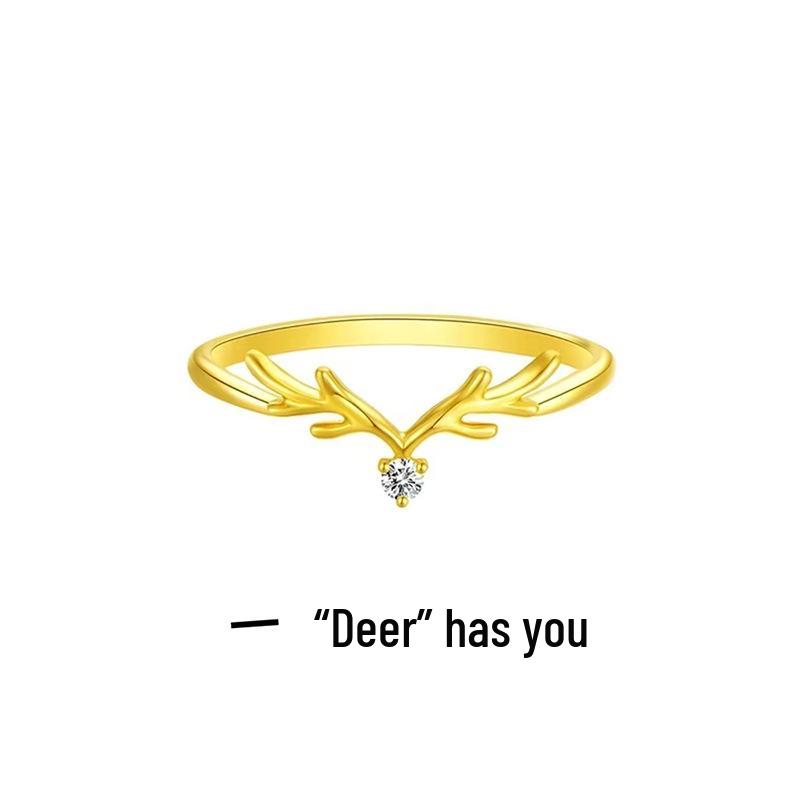 Adjustable Sand Gold  Deer with You  Women s Open Ring Jewelry Adjustable Open Style