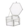 Hexagon Transparent Glass Storage Box Jewelry Ring Earring Beads Coins Display Case Keepsake Organizer Tabletop Container
