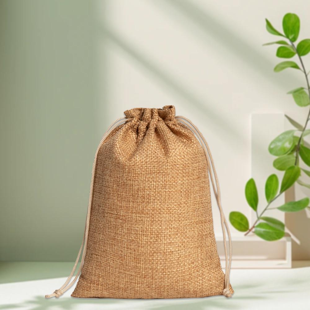 Drawstring Linen Jewelry Gift Bag - Composite Linen Storage Bag Available
