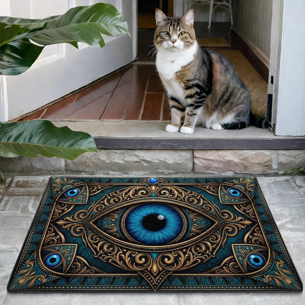 1pc Mystical All-Seeing Eye Rug, Non-Slip Rubber Backing Carpet with All-Eye, Machine Washable Mat Suitable for Living Room