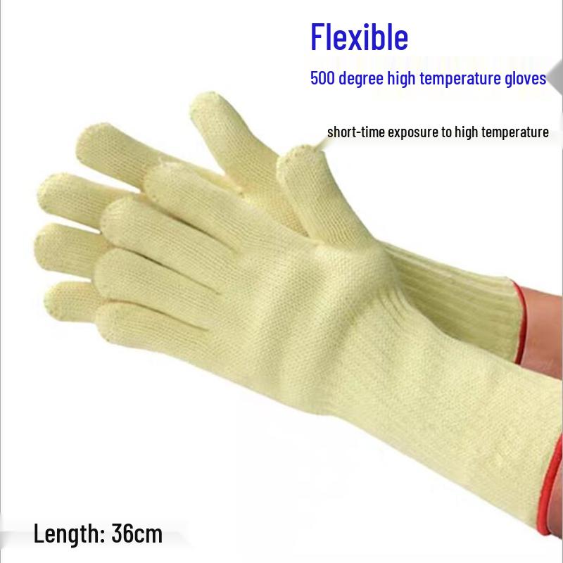 Industrihandskar som tål höga temperaturer: Skållningsskyddande, Brandsäker, Värmeisolering upp till 1000°F, Flexibel femfingerdesign.