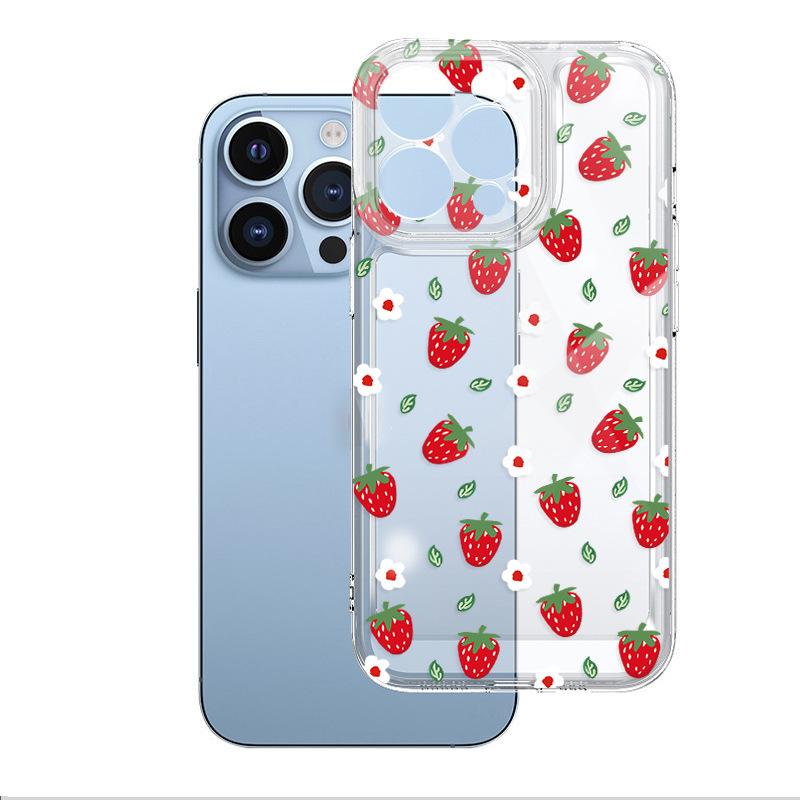 Summer vitality strawberry mobile phone case iPhone11 ultra-thin transparent anti-drop protective case Apple 17 soft case sweet girl style
