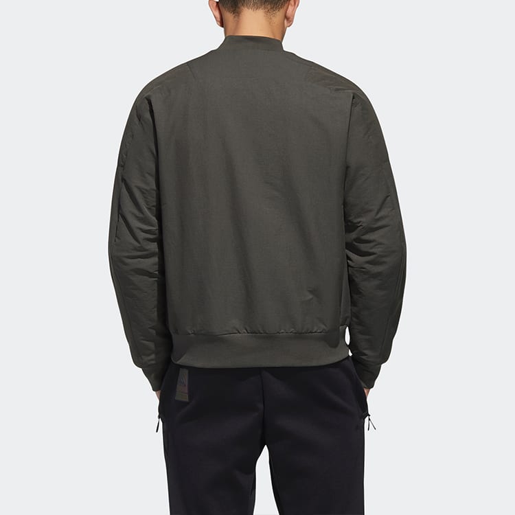 Adidas Jackets Men's Green Baseball Collar Moderate Workwear GM4405