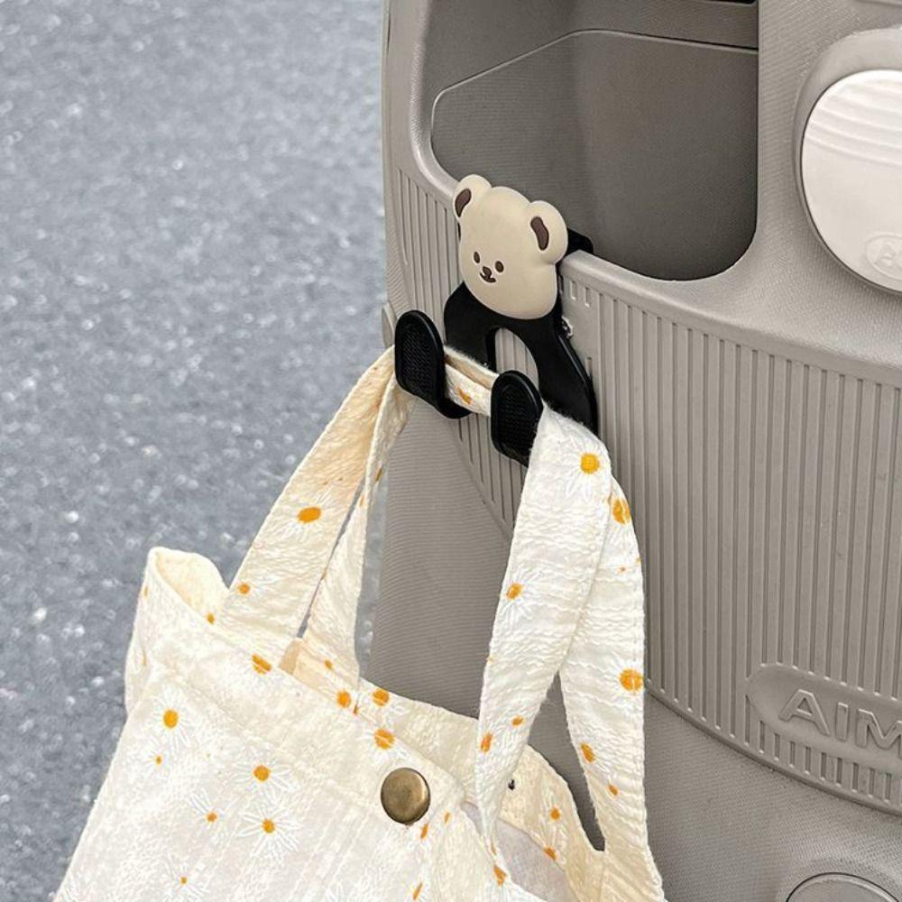 Clip On Double Hook Storage Rack Cartoon Electric Vehicle Hook Rack Shopping Bags