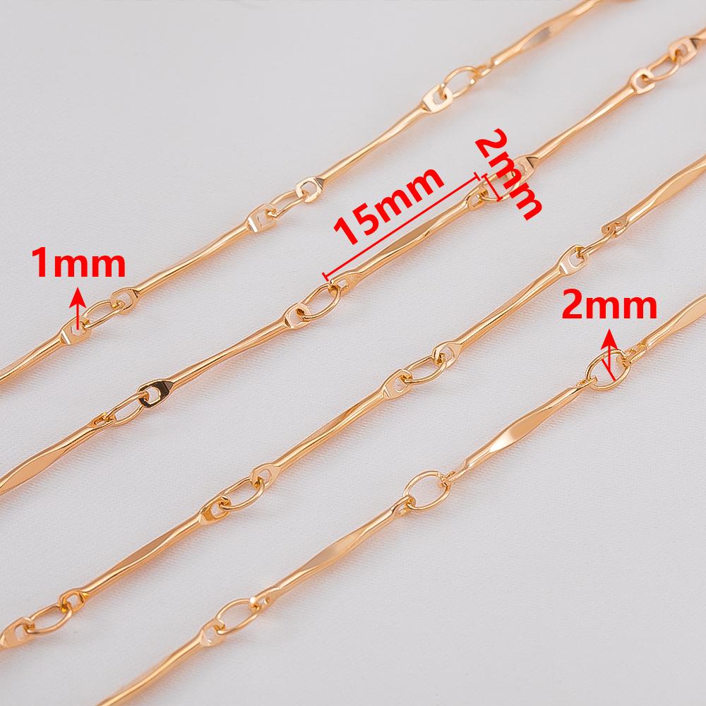 5M 2M 1M KC Gold Color Stick Line Basic Link Chain Bracelet Necklace Copper Chains Cloth Decorative Chain for DIY Jewelry Making