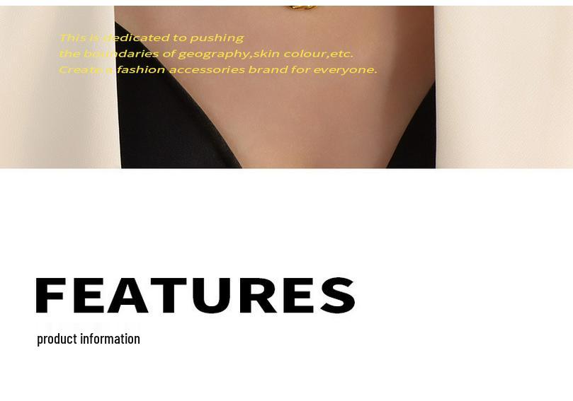 Marka French Geometric Square Necklace & Clavicle Chain Set with 18k Gold Titanium Steel Earrings Studs