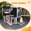 Outdoor Cat House, Wooden Feral Cat Shelter, with Openable Asphalt Roof, Three Doors - Grey