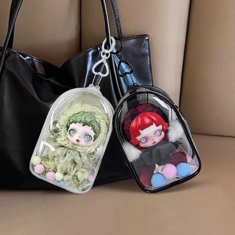 1 Piece Pvc Storage Bag For Crybaby Dustproof Walk Bag Protect Case For Skull Panda Labubu V2 15Cm Cotton Doll Pain Bag Keychain