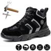 Gray Safety Shoes Men Lightweight Work Boots Safety Steel Toe Shoes Men European Standard Steel Toe Work Shoes Plus Size 38-48