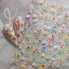 1 Sheet 3D Spring Flower Series Nail Stickers Colorful Rose Bouquet Nail Decal Self-Adhesive Ribbon Bow Manicure Sticker