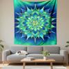 Fantasy Wall Tapestry Glowing Teal Green Blue Lotus Mandala Gold Outline Soft Gradient Meditation Symmetric Decor for Bedroom Yoga Room
