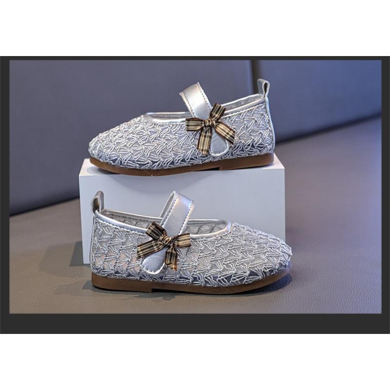 Girls' Princess Shoes Soft-Sole Non-Slip Leather Shoes, Breathable Mesh Hollow-Out Casual Shoes for Toddlers