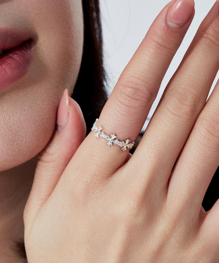 Helene Jewelry 925 Silver Poulsen Cross Cubic Miss Ring (Type D)