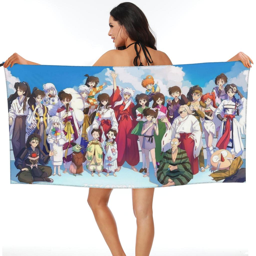 Inuyasha Anime Beach Towel Soft Microfiber Quick Dry Absorbent Quick Towels For Pool