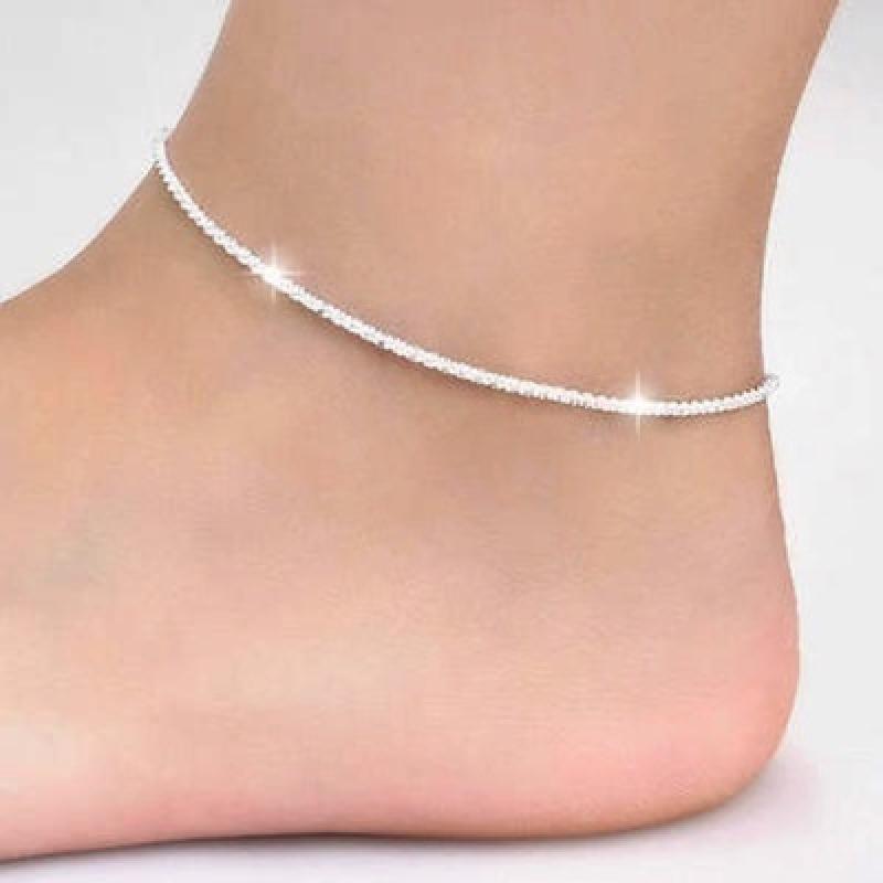 

1Pc Твердый серебристый короткий цепь лодыжки для женщин лодыжка цепочка браслет регулируемая длина ножки ювелирные изделия JWLY