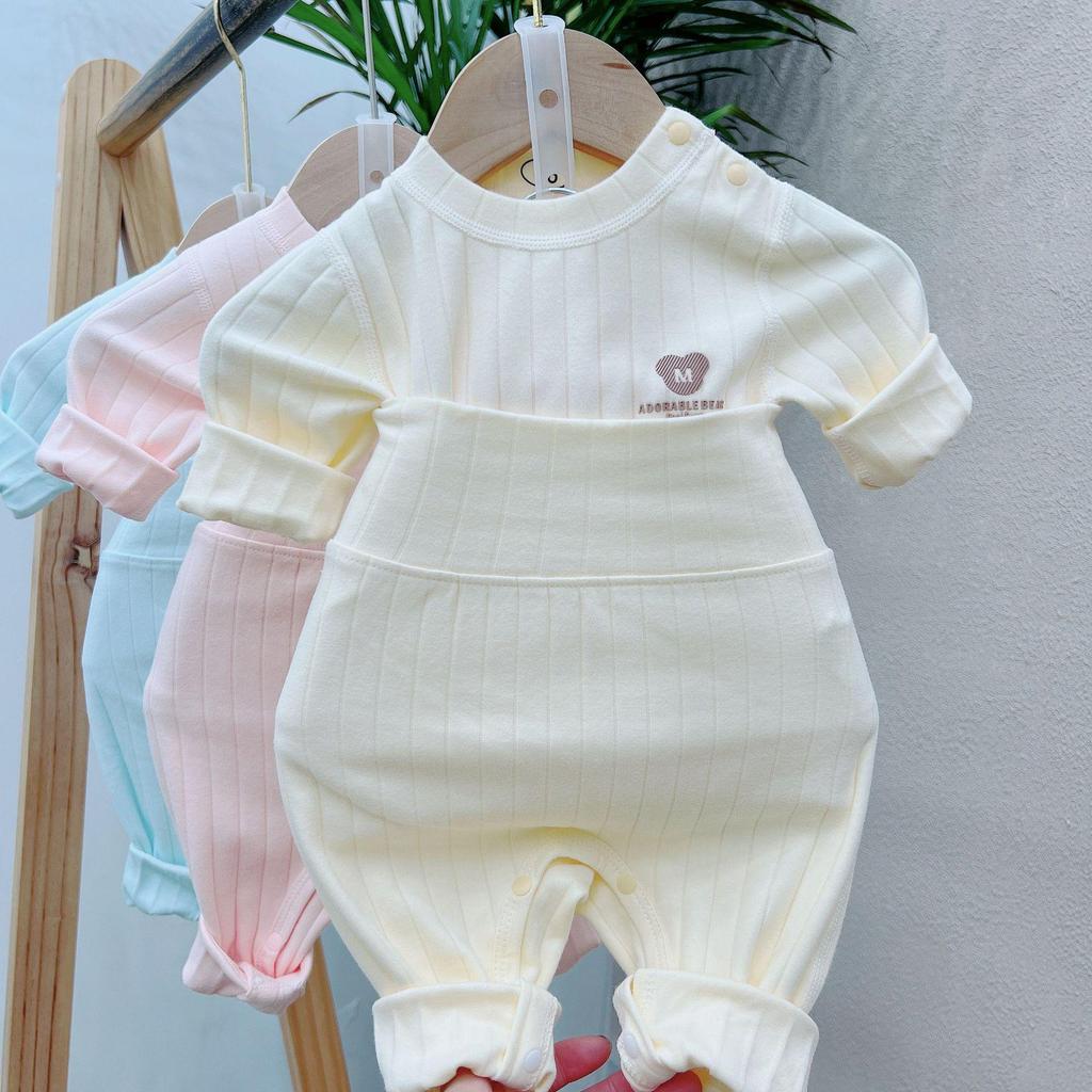 Premium High-Elasticity Cotton Newborn Autumn Pants with Shoulder Opening - Baby Autumn/Winter Clothing