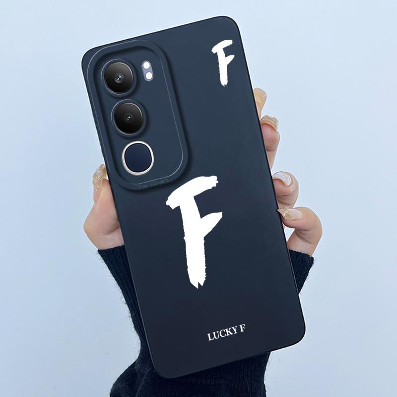 For Vivo Y19s V2149 Cover Case Lucky Initial Letter Couple Silicone Soft Matte Phone Bumper for Vivo Y19s 4G Y29 5G Casing