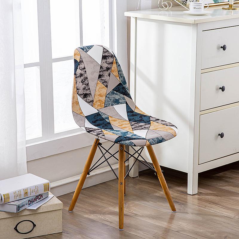 Elastic Printed Dining Chair Cover Back Chair Covers Household Chair Covers Special-Shaped Office Home Removable Fundas Sillas