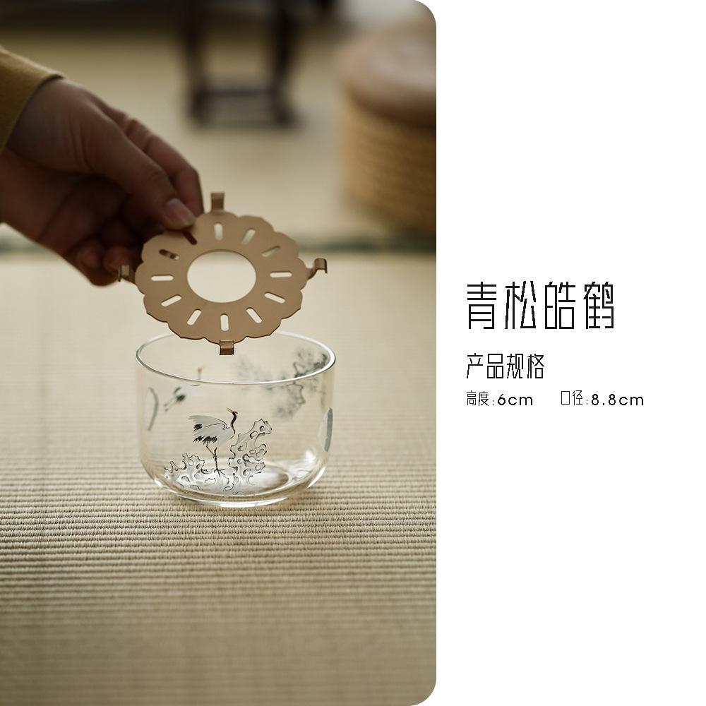 

Crane Glass Tea Warmer Holder Trivet Alcohol Burner Stove Kettle Stand Baked Milk Jar Carbon Furnace Tea Ceremony Supplies Craft