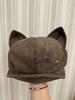 Cat Ear Beret Hat for Women, Autumn/winter New Face-flattering Small Vintage Faux Suede Octagonal Painter Newsboy Hat
