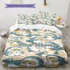 Penguin Cats Adventure Custom Name Pattern Bedding Quilt Set Quilt Cover Pillowcase Home Birthday Gift(1 * Duvet Cover + 2 * Pillowcase, Without Core)
