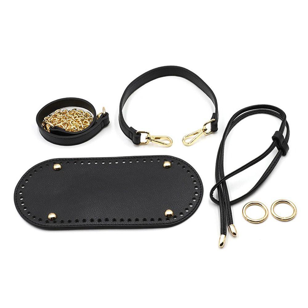 3Pcs/Set Faux Leather Shoulder Bag Bottom Strap Handbag Strap Woven Crochet Bag Set For DIY Handmade Bag Backpack Accessories