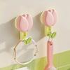 No Drill Tulip Suction Cup Hooks Plastic Wall Mounted Hook Easy Install Towel Rack  Bedroom