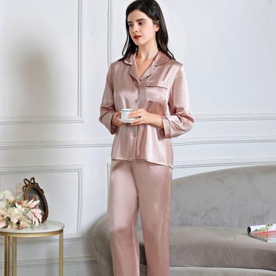 Ensemble de Pyjama en Soie à Manches Longues pour Femme - 100% Mûrier, Polyvalent pour le Printemps/Été, Port Intérieur/Extérieur