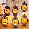 Realistic Holiday Home Decor Halloween Pumpkin Lantern, Flickering LED Lamp, Vintage Handheld Theme Decorations Oil Lamp for Tabletop Indoor