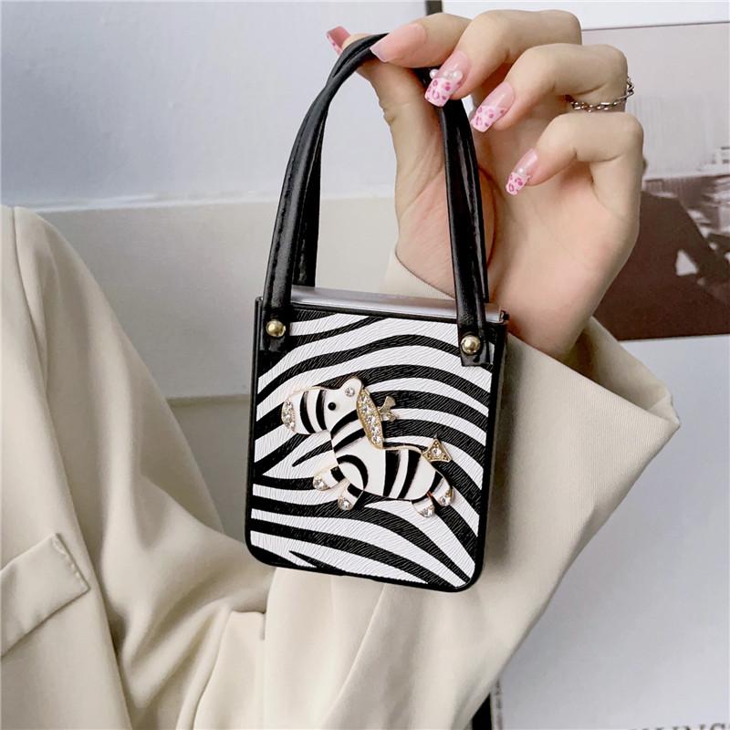 DIY Roztomilá Kreslená Zebra Kabelka Kožené Pouzdro Pro Samsung Galaxy Z Flip4 Pouzdro 5g Pro Galaxy Z Flip3 Kryt Z Flip 4 3 2 1 Capa