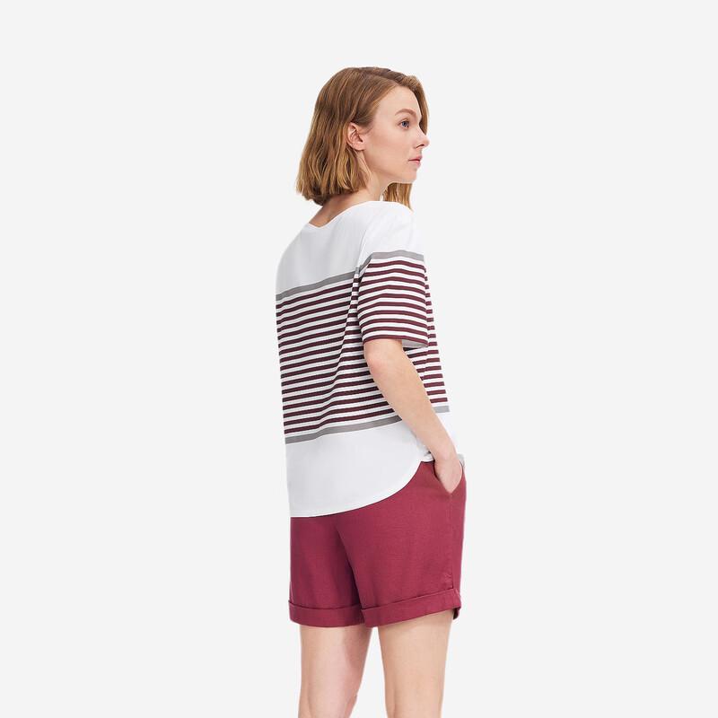 AIGLE Women's Striped Round Neck Short Sleeve T-Shirt