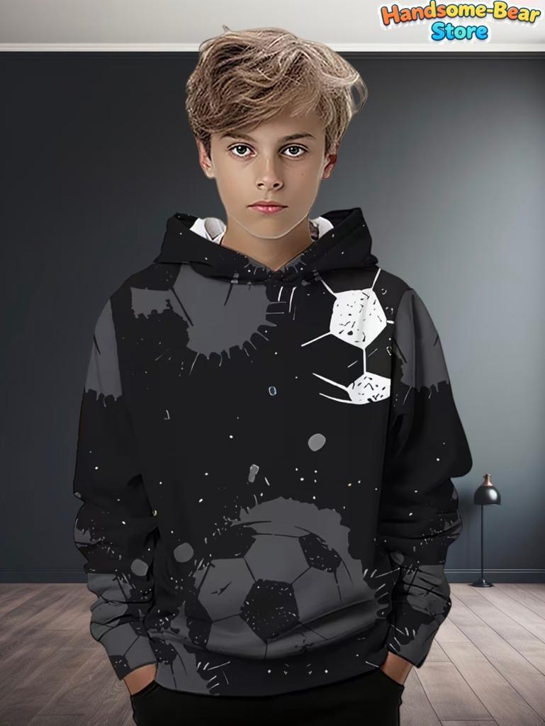Kids Clothes Boys Hoodies Long Sleeve 3D Football Print Children Spring Fall Clothes Casual Outdoor Active Boys Clothing Tops