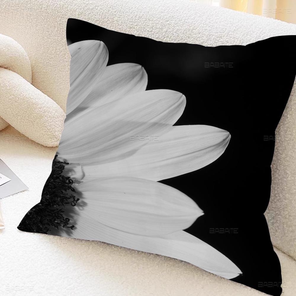 

Black And White Plant Pillowcase Toon Gift Cushion Cover Bedroom Home Sofa Chair Seat Decor Pillow Case 16x16Inch