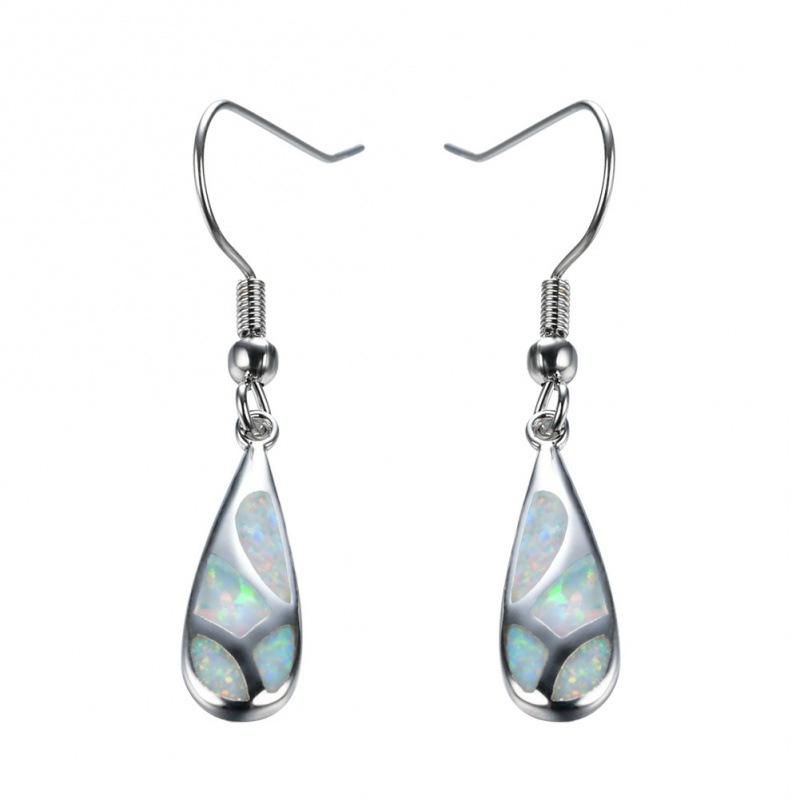 Earrings, personalized four-piece white opal stud earrings, creative water drop-shaped exquisite earrings, earrings. белый