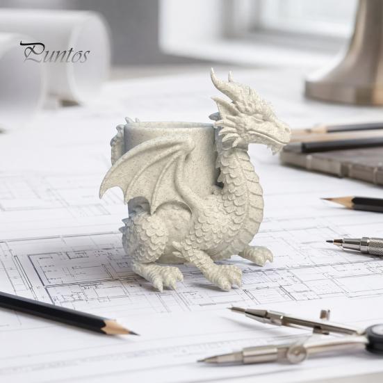 Dragon Desk Planter 3D Printed Planter, Creative Flower Pot with Storage, Artistic Three-dimensional Sculpture Figurine Decor for Home Office, Unique