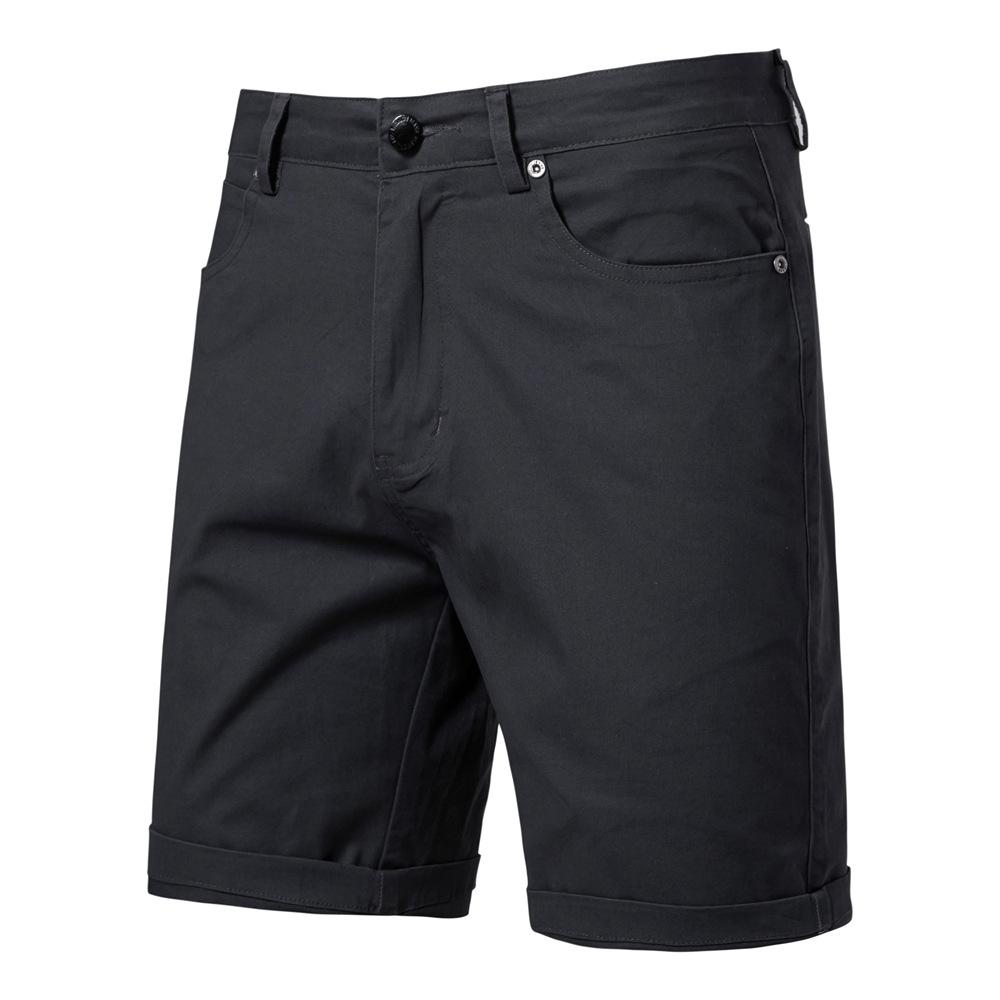Summer Casual Shorts Straight Leg Slim Fit Five Quarter Length Pants Solid Color Men's Shorts