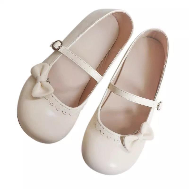 2025 Spring and Summer New Mary Jane Shoes Cute Round Head Flat Bottom Light Mouth White Single Shoes Mary Jane Single Shoes Explosion