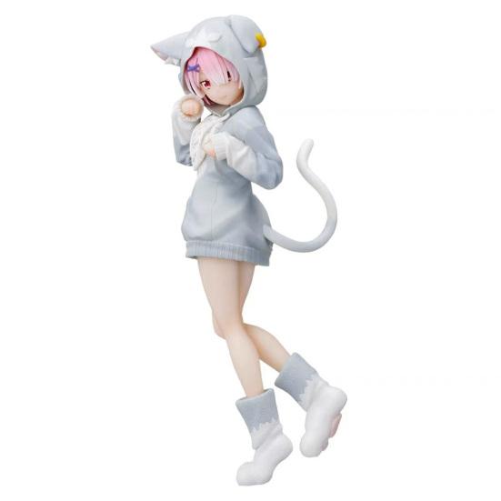 Standing Position Vivid Expression Long Tail Anime Figure Japanese Animal Ear Sweatshirt Girl Anime Doll Statue Home Decor